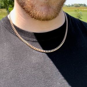 18k Rose Gold Cuban Link Chain Necklace Rose Gold on 316l Stainless Steel 20"